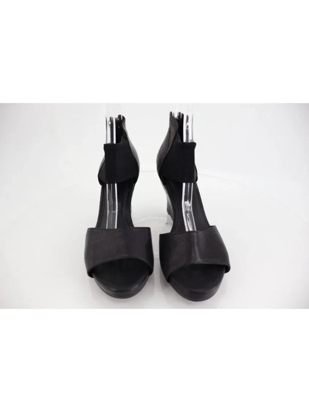 Eileen Fisher Women's Corona Sandal Size 9 Black Leather Mesh Ankle Strap - Picture 4 of 12